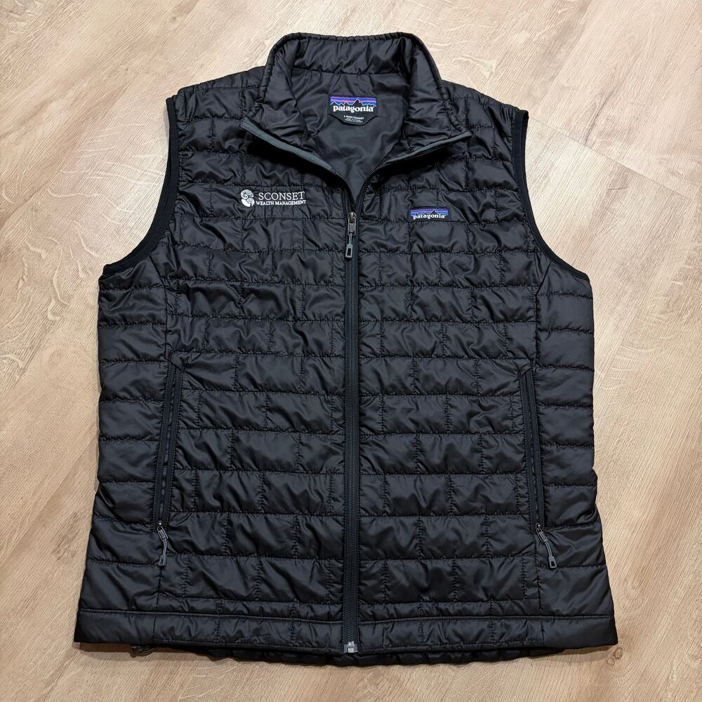 Patagonia Black Nano Puff Lightweight Insulated Vest LOGO Men's Large L 84242